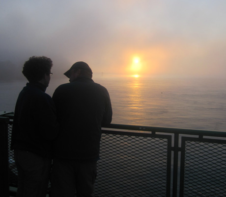 We hear you...that's a couple on the Washington State Ferry to Friday Harbor, one foggy day....photo by Ian Byington