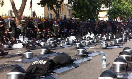 The police removed their gear & disappeared, rather than attack the protesters....