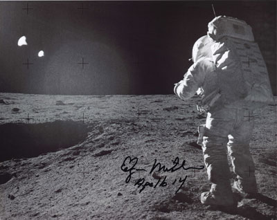 Dr. Mitchell was the sixth person to walk on the moon. His post-NASA career included the founding of INS (Institute of Noetic Sciences). Photo courtesy of NASA.